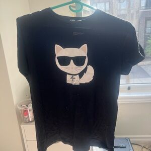 Karl lagerfeld black t shirt cat 2019